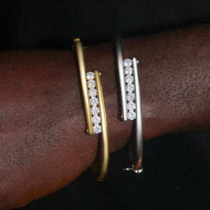Bracelet manchette en diamant de culture certifié, plaqué or, unisexe, de luxe, empilable, pour les acheteurs de bijoux fins - Product Image 1