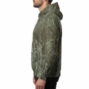 เสื้อฮู้ดลายพรางลำลองสำหรับผู้ชาย ขายส่ง ผู้ผลิต OEM ลายพรางพิมพ์ทั่วตัว เสื้อฮู้ดสำหรับล่าสัตว์ ผ้าคอตตอนผสมเนื้อหนัก ซักแล้ว รุ่น V - Product Image 2