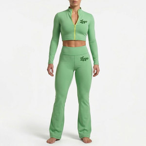 Ensemble de yoga pour femmes avec logo personnalisé, tenue de sport, ensemble fitness, haut court, leggings taille haute, vêtements de sport, ensemble 2 pièces - Product Image 1