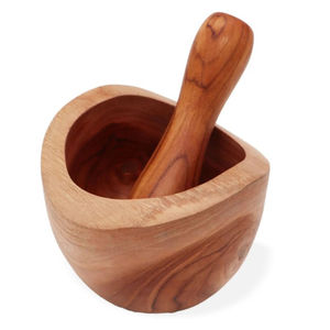 Juego de Mortero y Pilón de Madera Natural Hecho a Mano, Molinillo de Especias, Triturador de Hierbas, Ecológico, Duradero, Apto para Lavavajillas, Utensilio de Cocina - Product Image 3