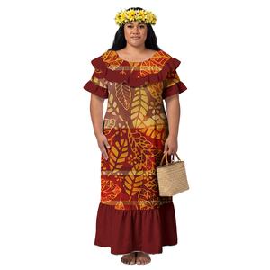 Vestidos Casuales Elegantes de Estilo Sirena para Mujer, Diseño Creativo con Volantes en el Cuello, Ropa de Playa, Vestido Aloha para Mujer, Estilo Polinesio Samoano - Product Image 3