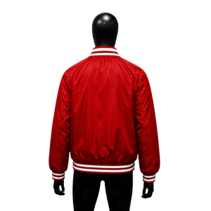 <b>RED</b> VARSITY BOMBER JACKET MEN Solid Color Preppy Style Turn-down Collar Regular Fit <b>Wool</b> Material Winter Wear Heated Breathable - Product Image 2