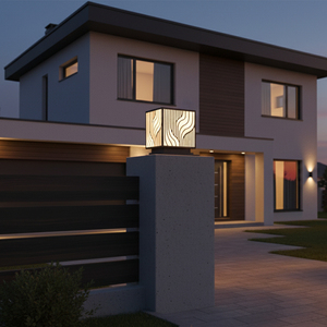 Lampadaire LED moderne de 8 pouces à effet vague, en acier noir, pour allée de villa, éclairage décoratif extérieur pour portail, AC 220V (±10%) - Product Image 4