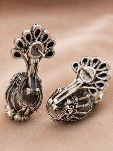Pendientes de Araña ELVORA GEMS Vintage con Flores de Circonita, Turquesa, Perlas de Imitación y Aleación Plateada Antigua para Mujer - Product Image 5