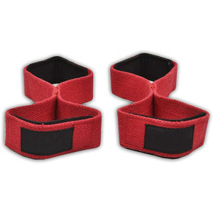 Sangles de musculation en coton 100% de qualité professionnelle, fabriquées en usine, en forme de 8 - Sangles de poignet réglables et respirantes pour la musculation, support de main robuste pour barre de musculation - Product Image 1