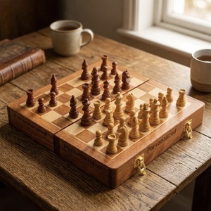 ILAHI's Eco-Friendly Rustic Polished Rectangle <b>Chess</b> <b>Board</b> Game 100% Handmade Pure Wood Animal/Love Style Customized Size <b>Chess</b> - Product Image 1