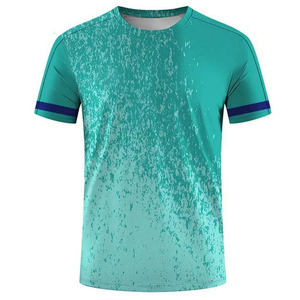 T-shirt à manches courtes pour homme, motif géométrique, col rond, séchage rapide, coupe sportive, impression par sublimation, polyester tricoté - Product Image 3