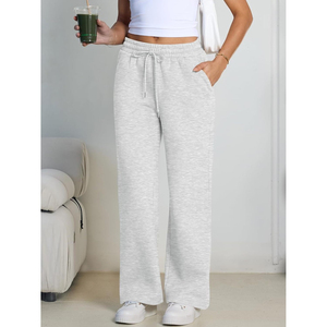 Pantalones de chándal de forro polar de pierna ancha para mujer, de cintura alta, holgados, informales, para invierno, joggers, atuendos de moda 2026 - Product Image 2