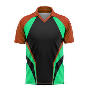 T-shirt sportif pour homme à col en V et manches courtes, color-block, séchage rapide, en polyester, coupe classique, vert, rouge, noir - Product Image 3