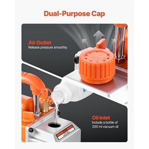 Pompa per vuoto rotativa a palette monostadio 3.5 CFM 1/4 HP per sistemi HVAC R134a R22 R410a Motore a 4 poli Automatico - Product Image 5