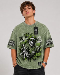 Camiseta de algodón holgada de corte cuadrado con hombros caídos, efecto lavado ácido y lavado a la piedra, para serigrafía y impresión DTG, venta al por mayor - Product Image 1