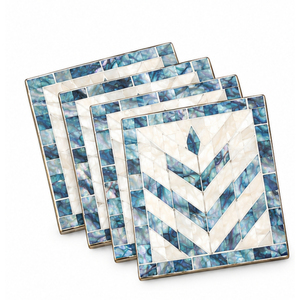 Mother of Pearl <b>Coasters</b> <b>Set</b> <b>with</b> <b>Holder</b> Luxury Starburst Shell Inlay Square Drink <b>Coasters</b> for Hotel Barware Home Decor - Product Image 6