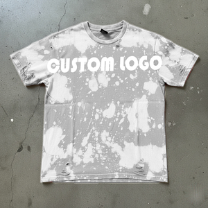 2026 Custom Rhinestone Men <b>Tshirt</b> Oversized Acid Wash Heavyweight Sun Fade Boxy Cropped Ripped Distressed Vintage <b>Tshirt</b> for Men - Product Image 2