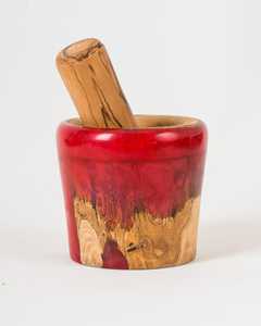 Mortero y pilón artesanales de madera y resina, elegante molinillo de cocina perfecto para triturar hierbas y especias. - Product Image 6