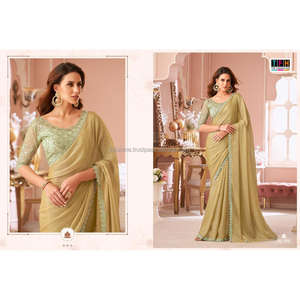 Travail de broderie en argent lourd Travail de pierre d'argent complet Beautifull Saree - Product Image 1