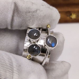 <b>Labradorite</b> Spinner <b>Ring</b> 925 Sterling Silver Handmade Fidget Meditation Jewelry <b>Ring</b> - Product Image 1