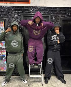 Ensemble sweat-shirt et pantalon de survêtement en molleton de coton respirant surdimensionné 400g pour homme, ensemble deux pièces de haute qualité - Product Image 2