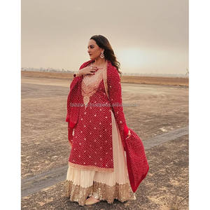 Actriz Sonakshi Sinha Color Rojo Sharara Conjunto Para Boda - Product Image 2