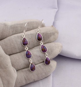 Pendientes de Plata de Ley 925 con Lapislázuli Natural, Engaste en Bisel Hecho a Mano, Estilo Vintage de Lujo, para Compromiso o Boda - Product Image 3