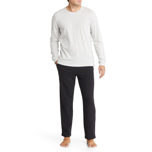 <b>Men</b> Knitted Long Sleeve <b>Pajama</b> <b>Set</b> Solid Color Cotton Sleepwear Casual Autumn Wear 2 Piece Nightwear <b>Set</b> - Product Image 1