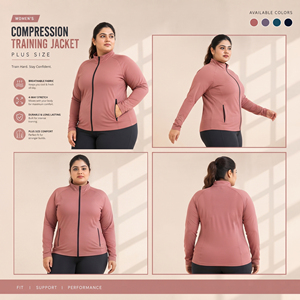 Women's Plus Size <b>Compression</b> Training Jacket Full Zip Stand Collar Sportswear Top Ladies Spandex Polyester Yoga Fitness Jacket - Product Image 3