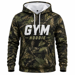 Custom Jungle Camo Premium <b>Pullover</b> Hoodie for <b>Men</b> Women Autumn ODM 100% Cotton Gym Fitness Training Sports - Product Image 1