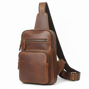 Sac de poitrine léger et personnalisable pour sports de plein air, sac bandoulière en cuir sur mesure avec logo, en vente - Product Image 1