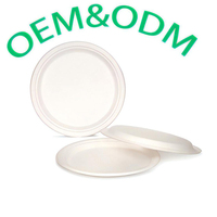 Assiettes rondes classiques en pulpe de bagasse de canne à sucre, compostables et empilables, pour restaurants et organisateurs d'événements