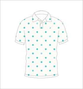 Polo pour homme blanc et turquoise à micro pois, personnalisable par sublimation, manches courtes, décontracté, respirant, léger, pour le golf - Product Image 1