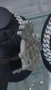 Pendentif personnalisé en forme de cercle avec initiale, style Hip Hop, en argent 925, entièrement serti de diamants Moissanite VVS, avec attache couronne, collier avec initiale - Product Image 6