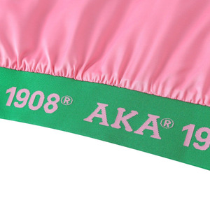 เสื้อแจ็คเก็ตเลตเตอร์แมนสีชมพู AKA ผ้าฟลีซ ปักอักษรกรีกสีเขียวแบบเชนิลล์ สไตล์วาร์ซิตี้ ผ้าฝ้ายพรีเมียม ซิปหน้า สำหรับทั้งชายและหญิง - Product Image 3