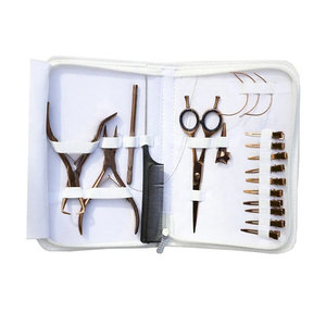 Kit d'outils de luxe pour extensions capillaires, finition plasma, ciseaux, pinces, aiguille de tirage avec étui en cuir - Product Image 5