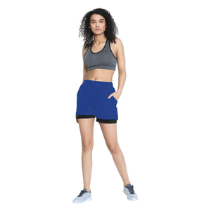 Shorts de sport personnalisés pour femmes, taille mi-haute, sans coutures, effet froncé, respirants, anti-transpiration, séchage rapide, 100% polyester, grandes tailles, OEM - Product Image 1
