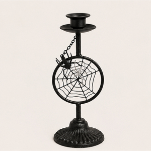 Wholesale Halloween Decor Spider Web Black Speckled Metal Taper <b>Candle</b> Holder Spooky <b>Gothic</b> Candelabra for Haunted House - Product Image 3