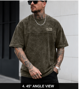 Camiseta de Manga Corta para Hombre Active Squad, Corte Regular, Cuello Alto, Poliéster/Algodón, Felpa, Color Sólido, Transpirable, OEM - Product Image 1