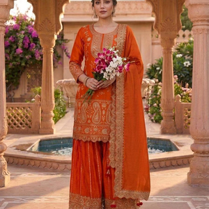 Impresionante Traje Sharara Rosa Intenso de Seda Chinnon con Bordado Zari, Traje Tradicional Pakistaní Indio para Invitadas a Bodas y Fiestas, de Secado Rápido - Product Image 4