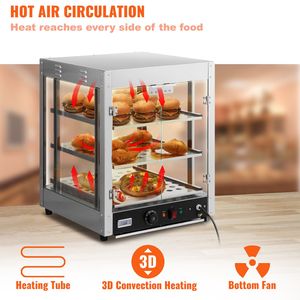 Scaldapasticceria Commerciale da Banco a 3 Livelli 800W con Riscaldamento 3D, Illuminazione a 3 Colori e Ventola Inferiore per Esposizione e Riscaldamento di Pizza e Pasticcini - Product Image 2