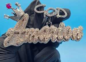 Pendentif Couronne de Luxe avec Lettre 'God' en Argent 925 Plaqué Or 18K, Moissanite, Breloque Hip Hop, Bijou Unisexe - Product Image 5