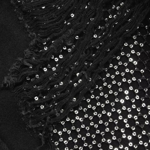 Jean large en maille à sequins pour femme, effet vieilli, transparent, taille haute, coupe ample, style vintage avec strass - Product Image 3
