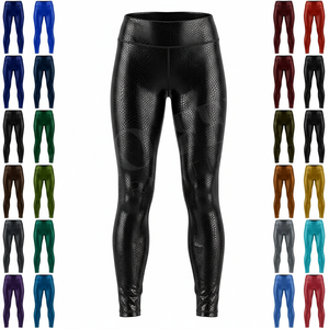 Workout Apparel OEM ODM Polyester Spandex Faux Leather Leggings Snake Texture Gym Running Stretch Skinny Weightlifting Pants - Product Image 1