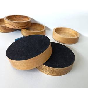 Support de lampe en bois massif artisanal, base ronde en bois pour lampes de table à abat-jour métallique et éclairage décoratif pour la maison - Product Image 2