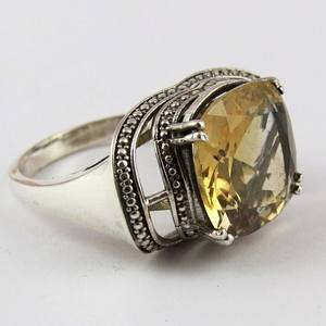 ซันเซ็ทลับ!! เบาะสีเหลืองซิทริน925แหวนเงินสเตอร์ลิงเครื่องประดับเงินสวยแหวนอัญมณีแฮนด์เมด - Product Image 3