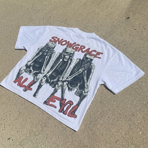 เสื้อยืดแขนสั้นผู้ชาย Snowgrace ผ้าฝ้ายทรงปกติ คอกลม พิมพ์ลายตัวอักษร ผ้าเจอร์ซีย์ สวมใส่สบาย - Product Image 4