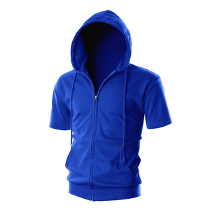 Sudadera con Capucha y Cremallera de Manga Corta, Estilo Urbano Informal, Ligera, Deportiva, Transpirable, para Hombre - Product Image 3