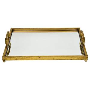 Durable Metal And <b>Mirror</b> Tray For Serving Drinks And Food With Strong Frame For Kitchen And Dining Table Use - Product Image 1