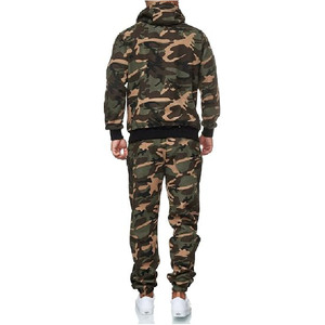 Chándal con Capucha de Camuflaje para Hombre, Cierre de Cremallera Completa, Bolsillos Laterales, Corte Regular Informal, Estilo Otoñal, Poliéster - Product Image 4