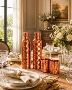 Botellas de Agua de Cobre con Diseño Martillado, Portátiles y Reutilizables para Comer y Uso en Exteriores - Product Image 3