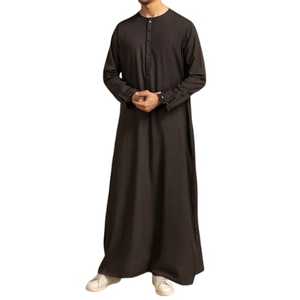 Handmade Cotton <b>Thobe</b>/Thawb for <b>Men</b>-Lightweight Ankle Length Long Sleeve Breathable Anti-Static Casual Wear for Spring Summer - Product Image 1