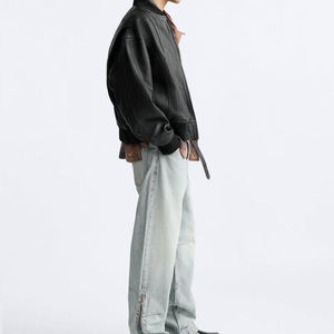 2024 Custom Men PU <b>Leather</b> <b>Jacket</b> Windproof Winter High Quality <b>Real</b> <b>Leather</b> <b>Jacket</b> Outdoor Fashion Coat - Product Image 5