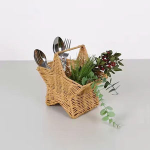 Adorable Cesta de Almacenamiento de Mimbre Natural en Forma de Estrella, Porta Utensilios de Mimbre Hecho a Mano, Arreglo Decorativo de Mimbre - Product Image 4